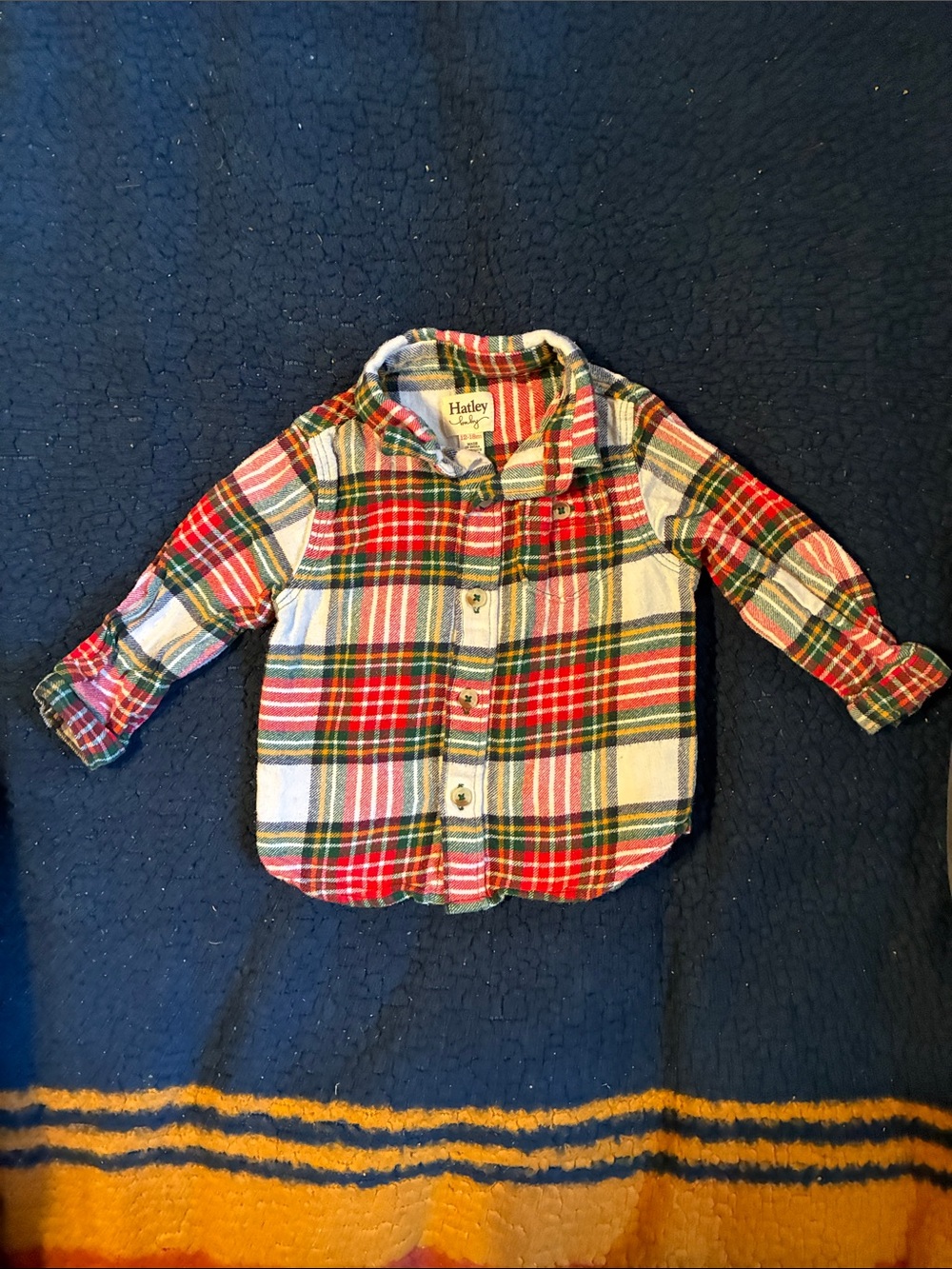 Hatley Red Green Cream Plaid Kids Button-Down Shirt
